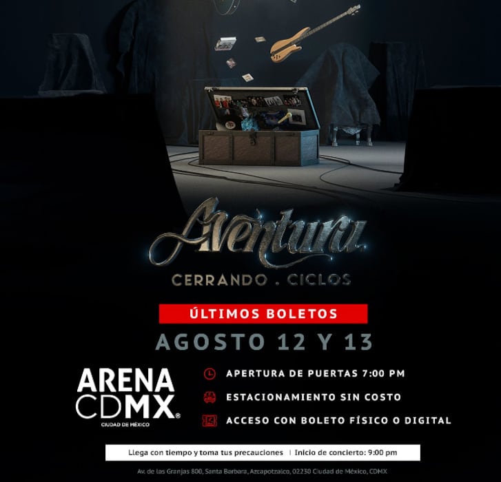 Horario para los conciertos de Aventura en Arena CDMX