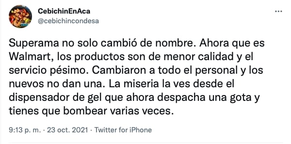 Usuario de Twitter se queja del cambio de Superama a Walmart Express