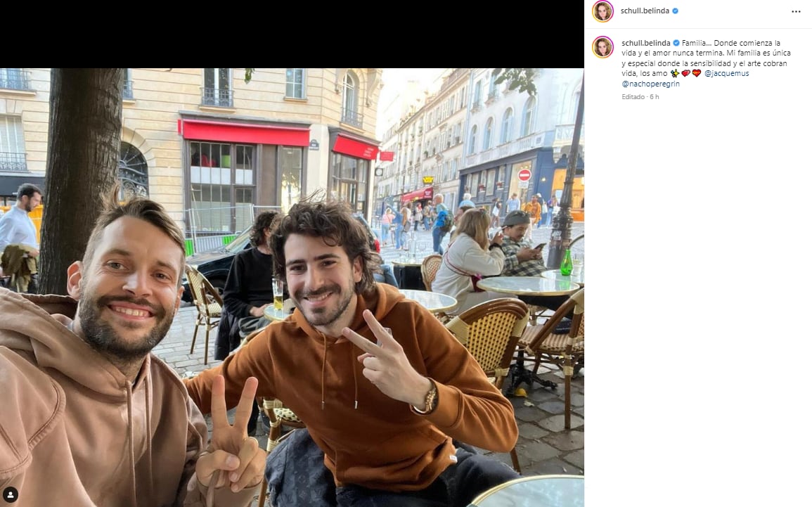 Ignacio Peregrín y su primo Jacquemus se reunen; Belinda Schüll lo presume.