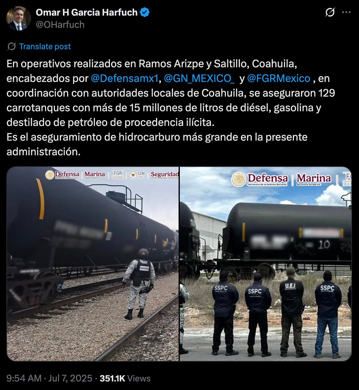 El más grande aseguramiento de hidrocarburos en el sexenio de Claudia Sheinbaum.