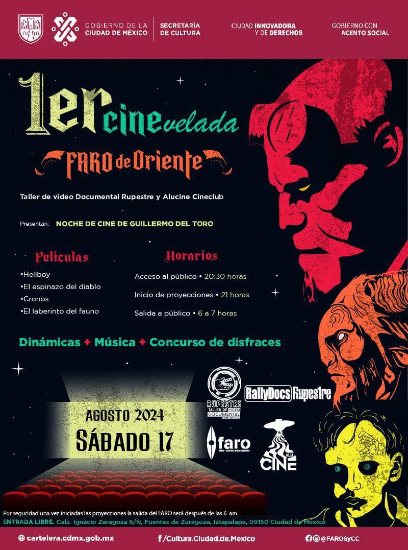 Cinevelada Guillermo del Toro en el Faro de Oriente: Ciclo nocturno con 4 de sus películas se proyectarán en esta fecha