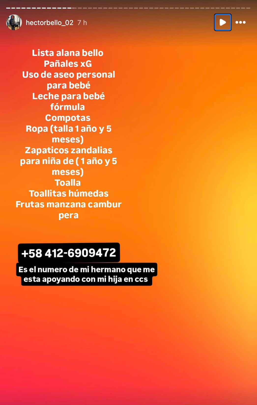 Héctor Bello pidió ayuda para su bebé tras terremotos en Venezuela
