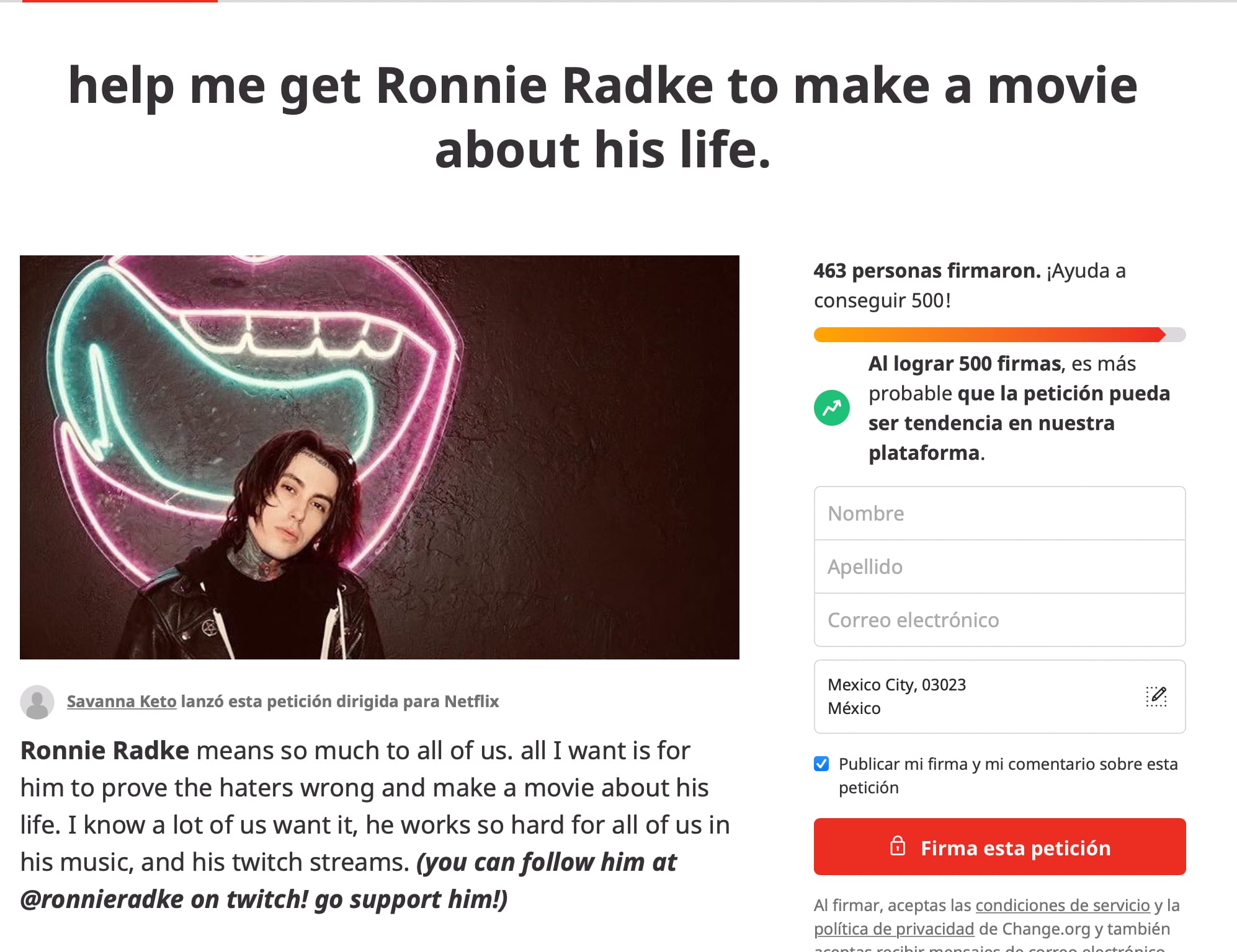¿Ronnie Radke en Netflix? Fans del músico quieren ver su documental
