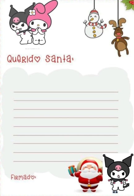Carta para Santa Claus de Kuromi y My Melody