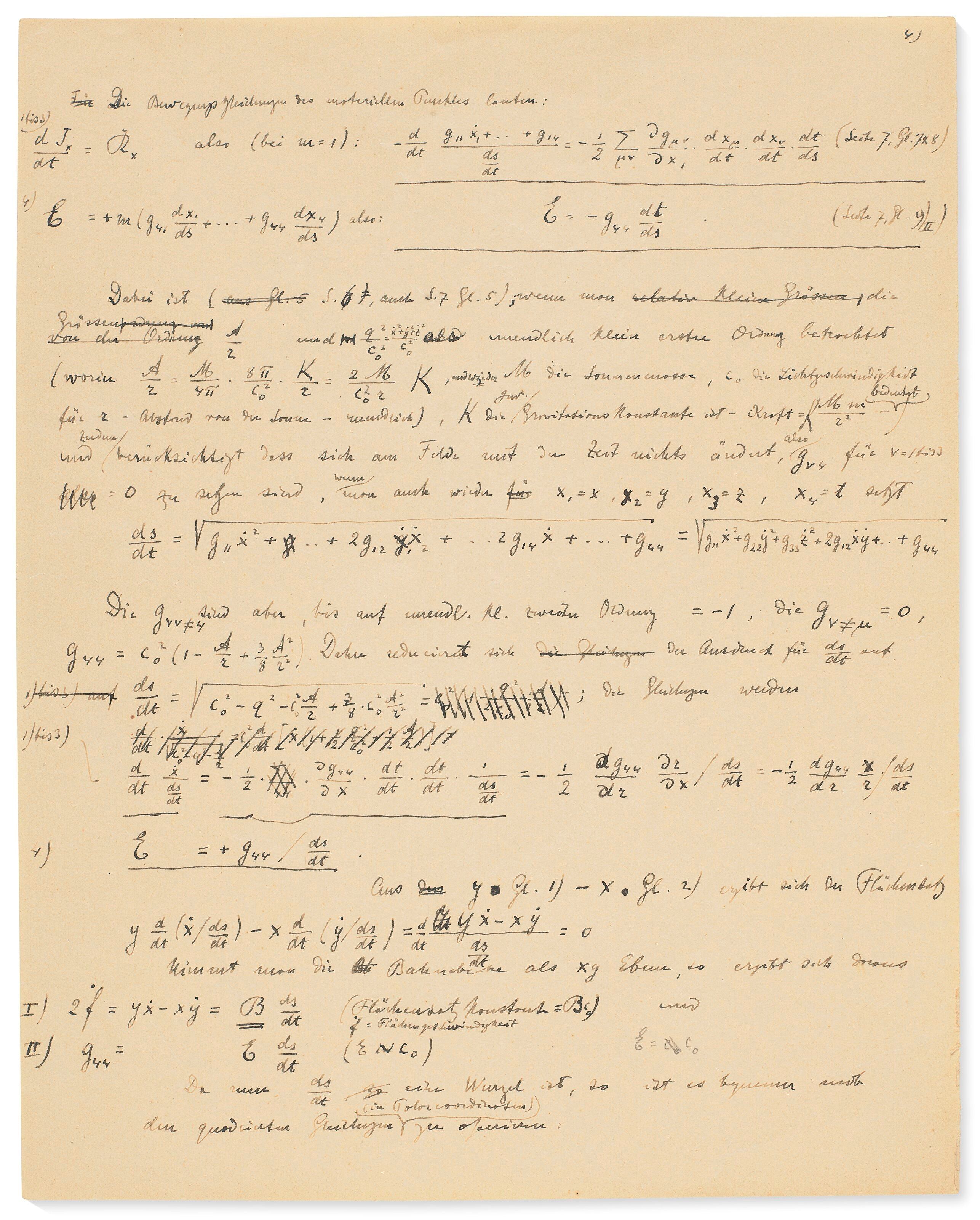Manuscrito de Einstein sobre la teoría de la relatividad