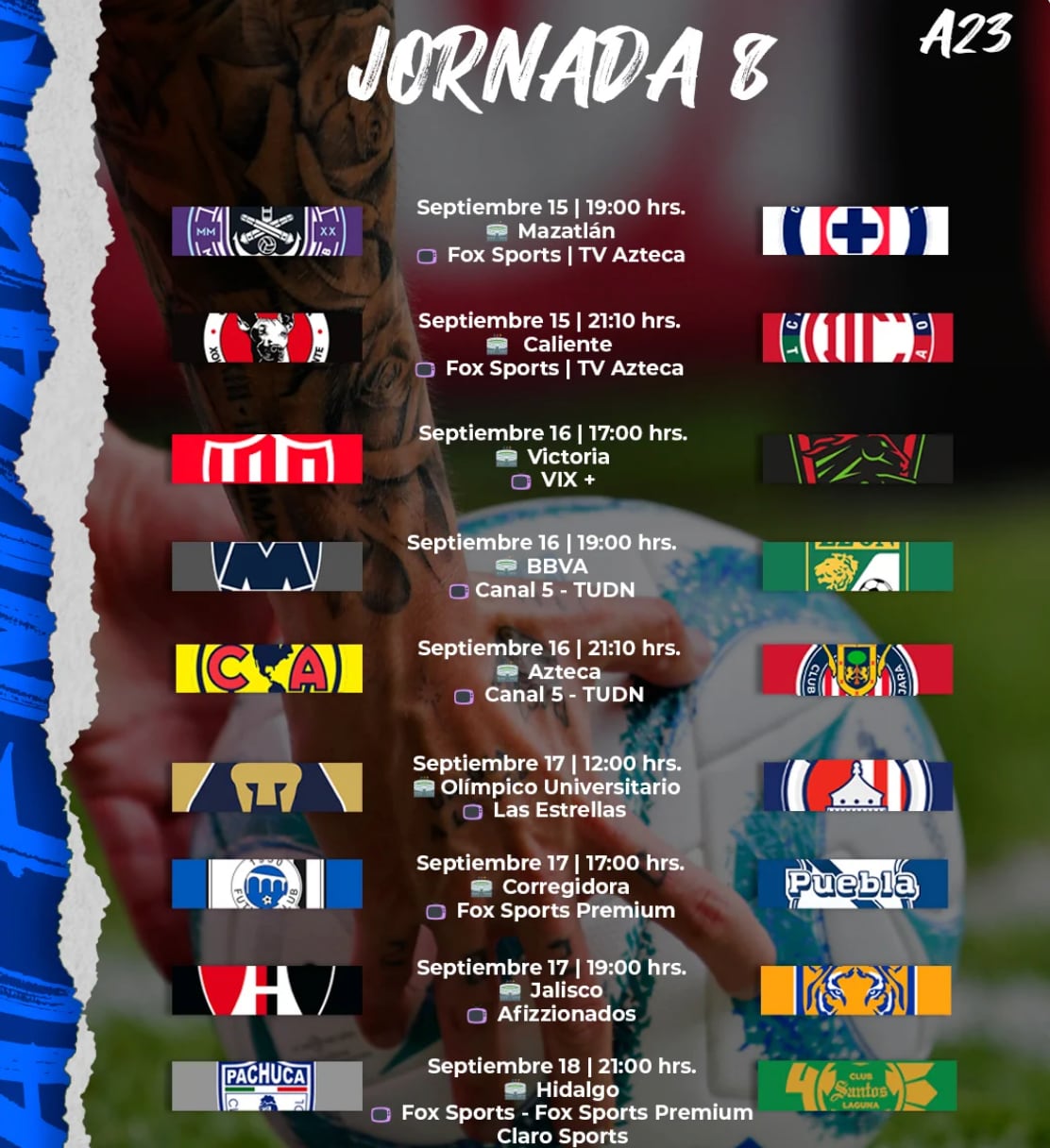 Horarios partidos Jornada 8 Liga MX