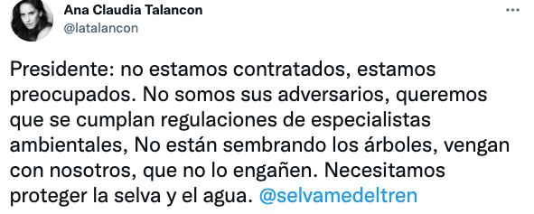 Tuit de Ana Claudia Talancón