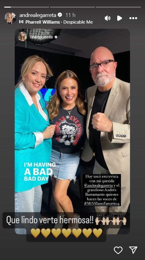 Andrea Legarreta, Linet Puente y Andrés Bustamante