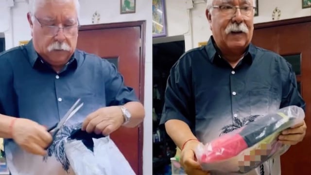 Abuelo presume su compra de Temu en TikTok