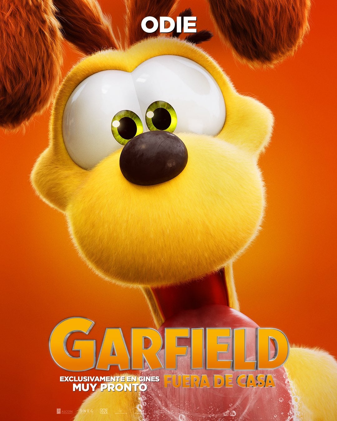 Odie en el póster de Garfield: Fuera de Casa