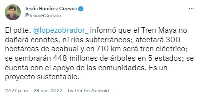 Tuit de Jesús Ramírez Cuevas