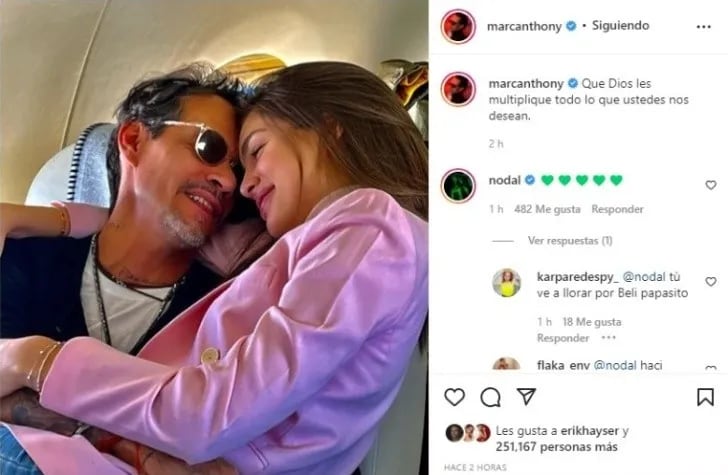 Marc Anthony con Nadia Ferreira