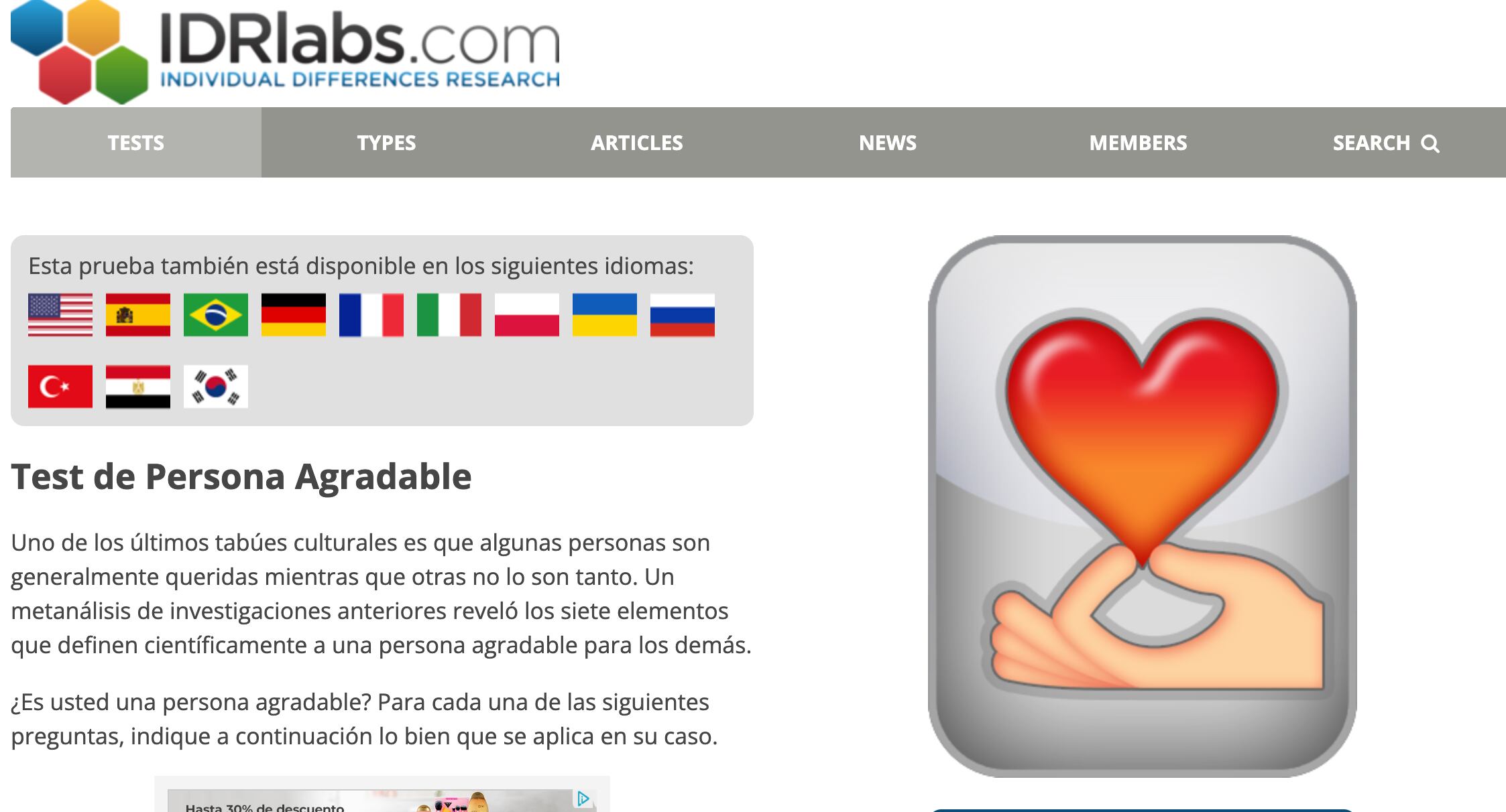 Test de la persona agradable