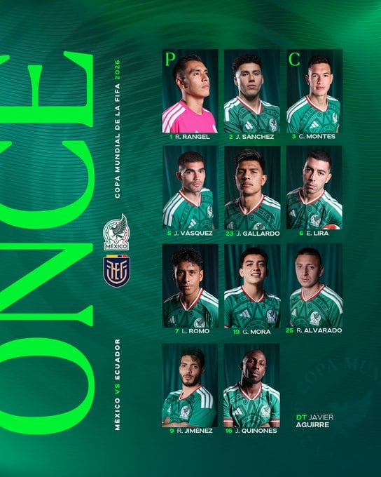 La alineación que manda Javier Aguirre para el partido vs Ecuador.