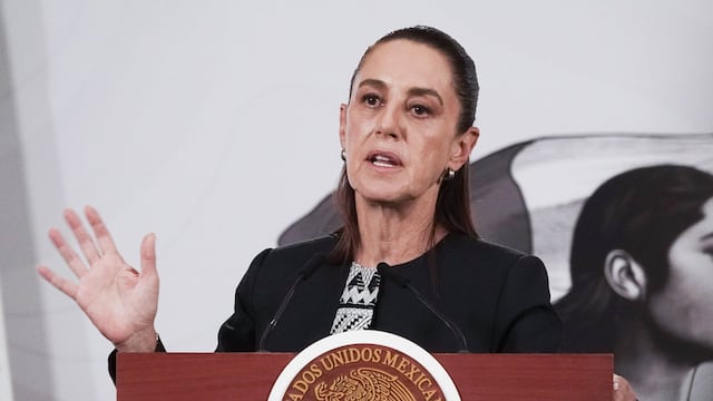 Claudia Sheinbaum, presidenta de México, durante conferencia matutina en Palacio Nacional