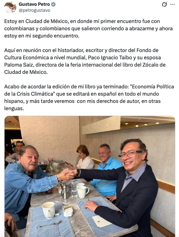 Gustavo Petro acuerda con Paco Ignacio Taibo la edición de su libro