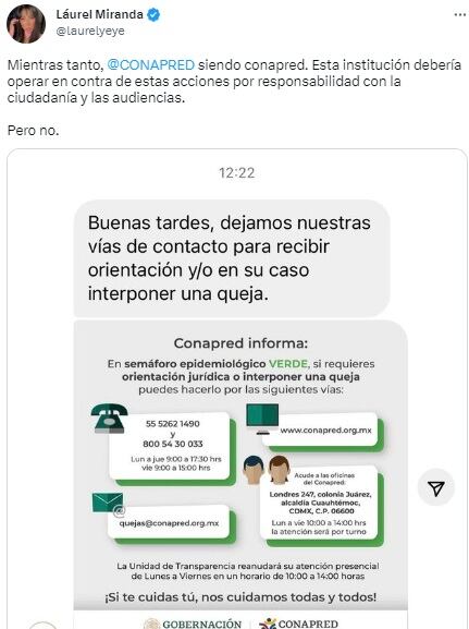 Laurel Miranda lamenta inacción de Conapred