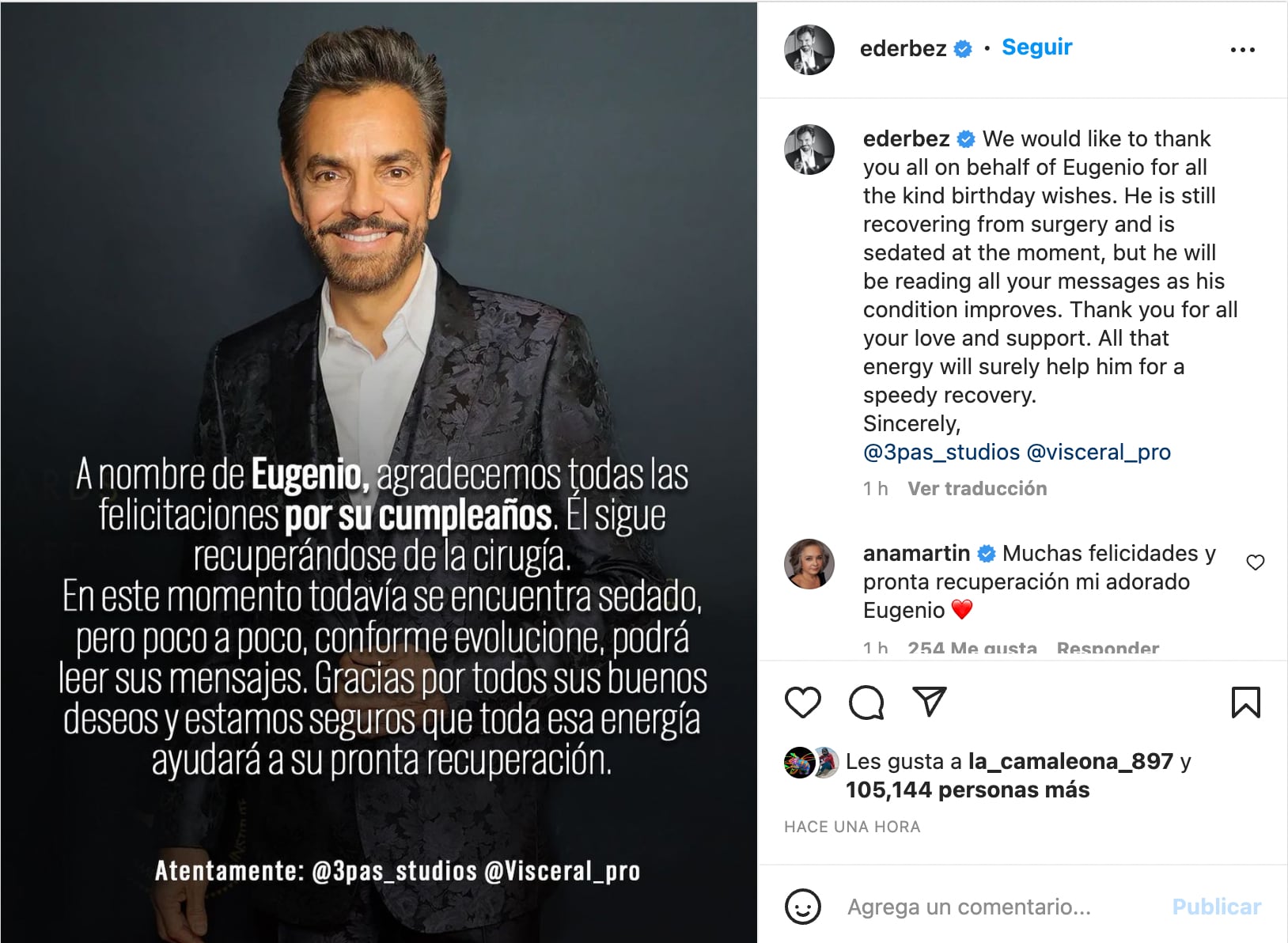 Familia de Eugenio Derbez agradece las felicitaciones de sus fans