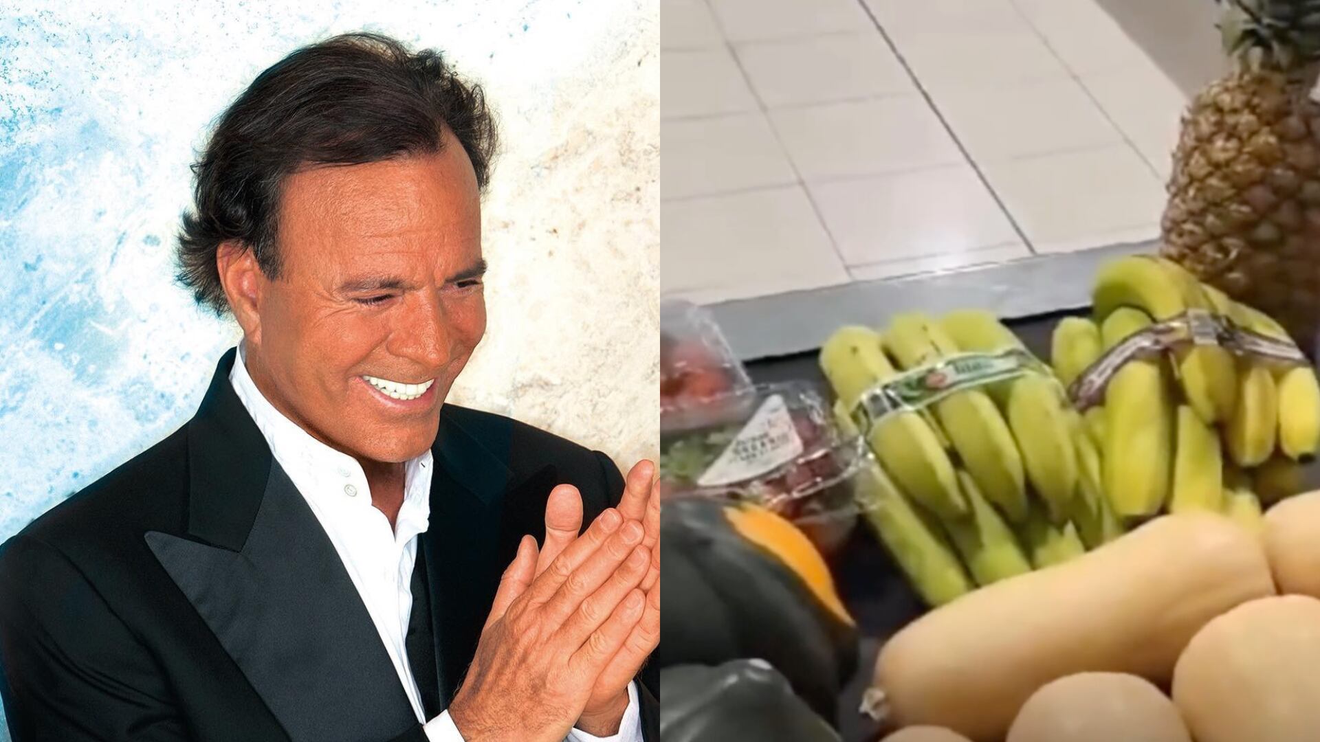 A Julio Iglesias le decomisan casi 43 kilos de fruta y verdura en el aeropuerto; le preguntan si andaba en oferta