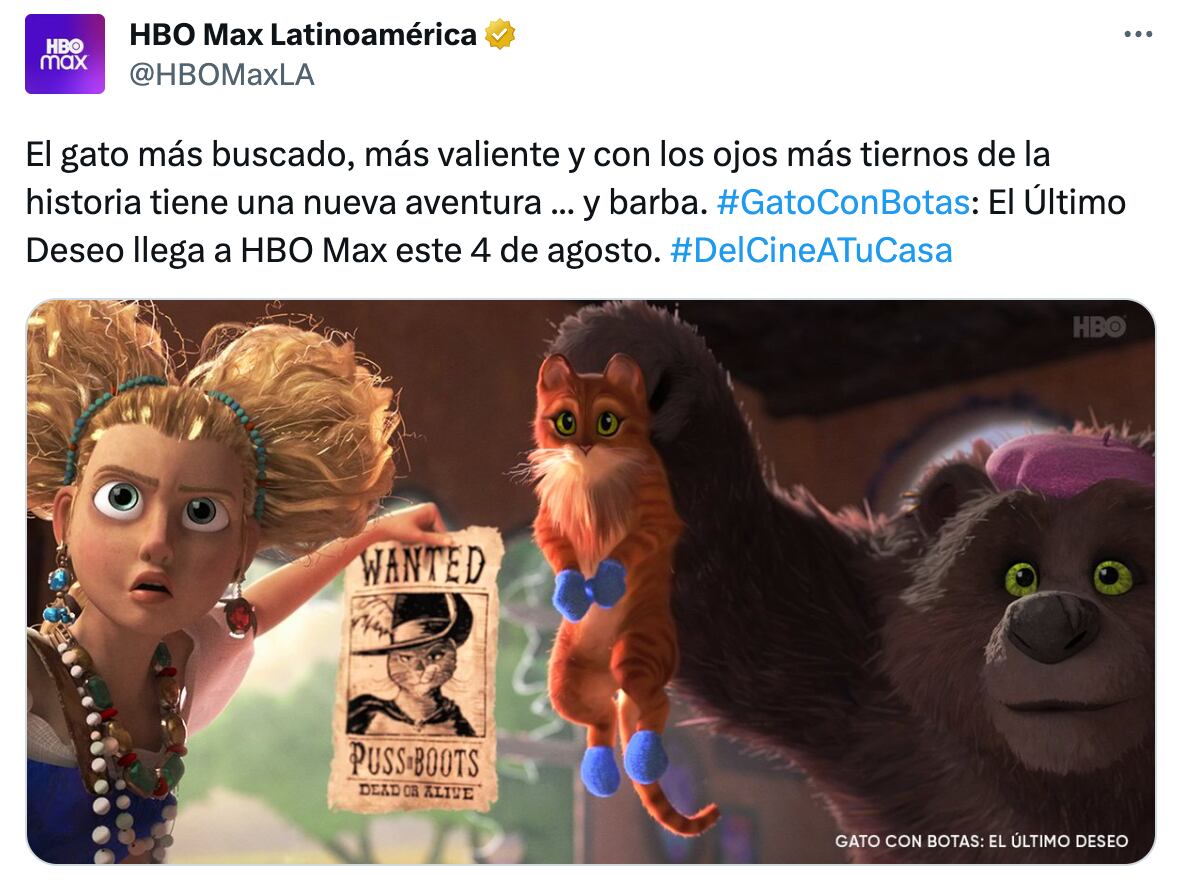 Gato con botas: El último deseo en HBO Max