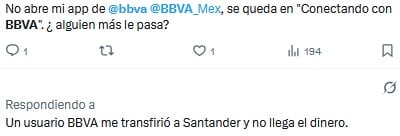 Usuarios se quejan de la app de BBVA hoy 31 de julio de 2026.