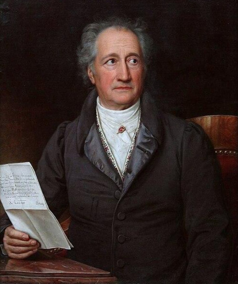 Goethe, por Joseph Karl Stieler (1781-1858), el mismo que retrató, entre otros, a Humboldt y al célebre Beethoven greñudo y gruñón.