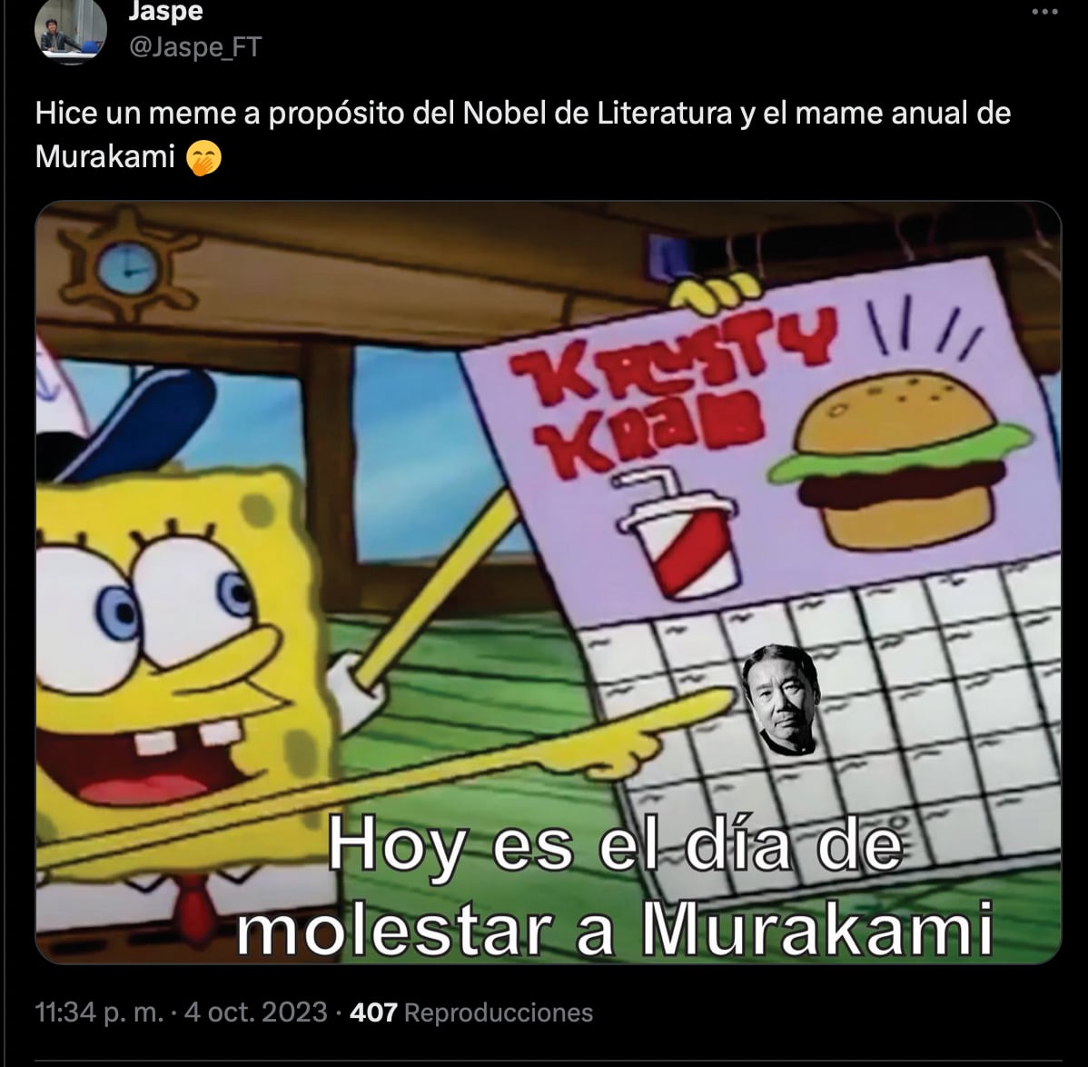 Haruki Murakami pierde el Premio Nobel de Literatura y los memes se burlan por ser otro año que no lo gana