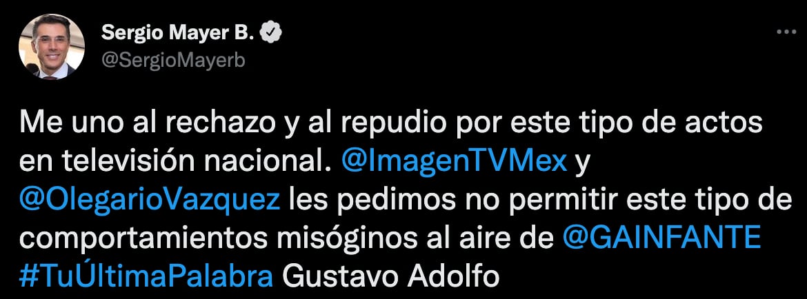 Sergio Mayer exige la salida de Gustavo Adolfo Infante de Imagen Tv