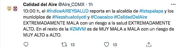 Tuit sobre la calidad del aire