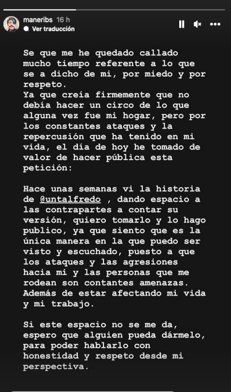 Mane le pide a Un Tal Fredo espacio para dar su versión sobre la relación con Miku.