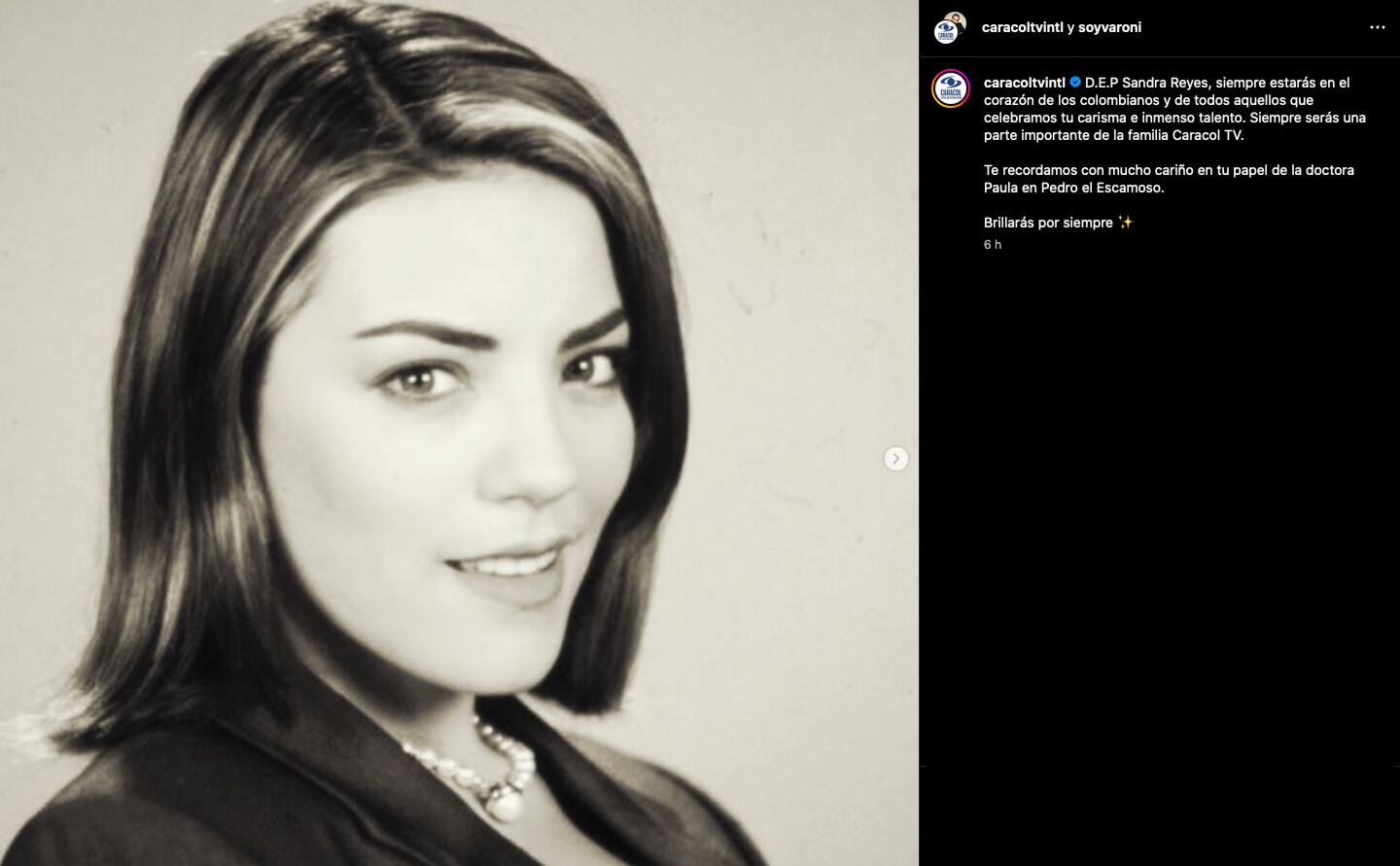 Mensaje dedicado a la muerte de Sandra Reyes.