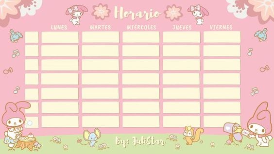 Horario escolar de Hello Kitty para imprimir