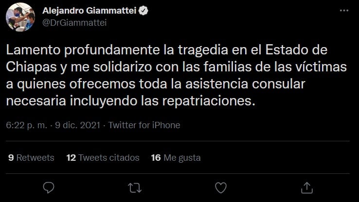 Tweet Alejandro Giammattei