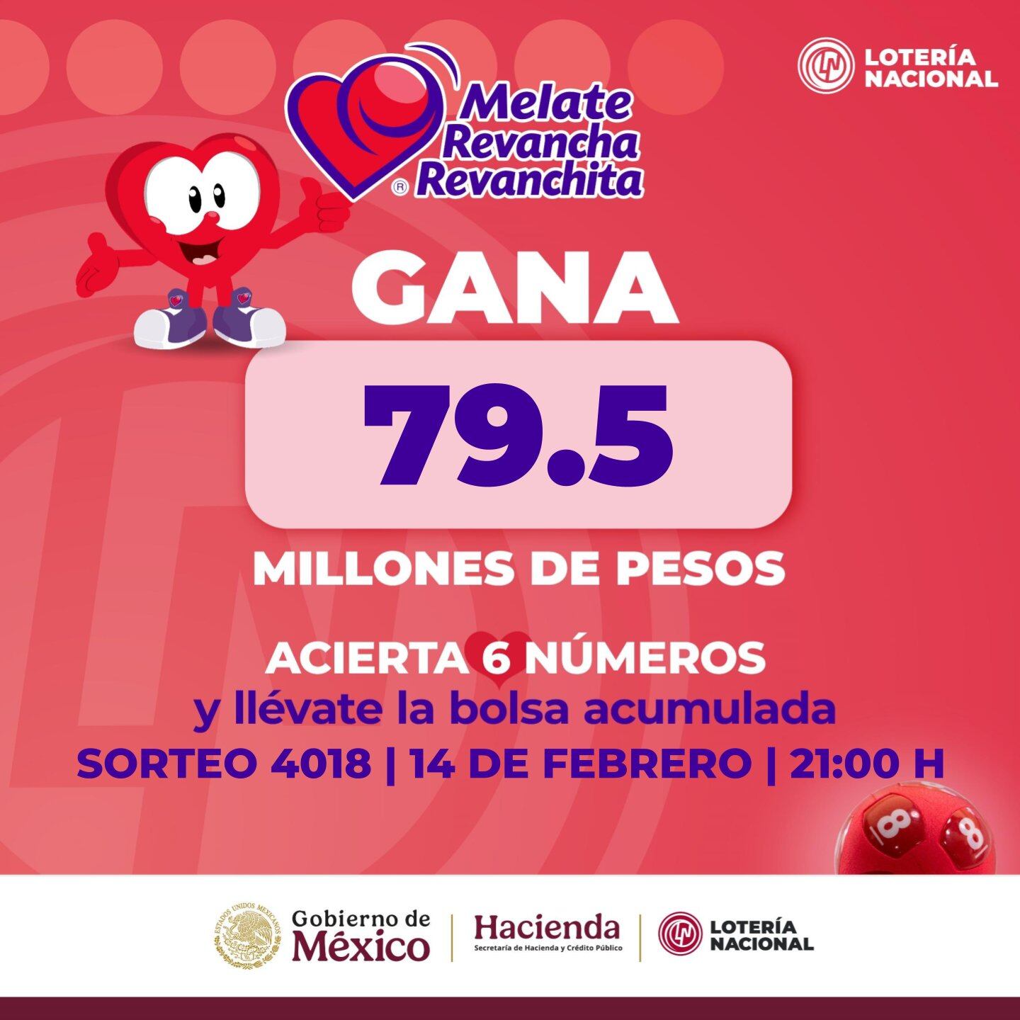 Resultados Sorteo Melate, Revancha y Revanchita 4018 de Lotería Nacional: Estos son los números ganadores