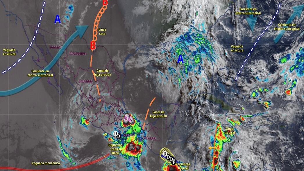 Conagua pronostica lluvias este 9 de junio por la tormenta tropical Boris