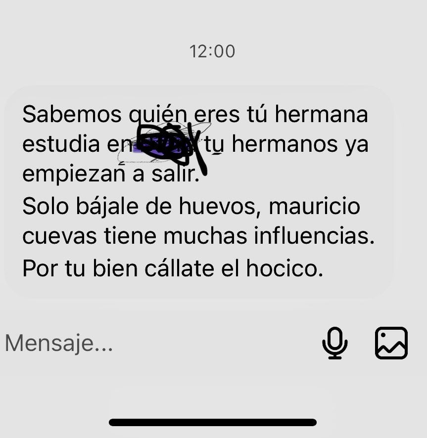Maryfer Centeno exhibe la amenaza que está recibiendo por el podcast de Florencia Guillot.