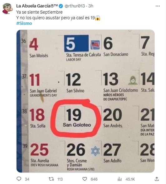 Memes Día de San Goloteo por los sismos del 19 de septiembre