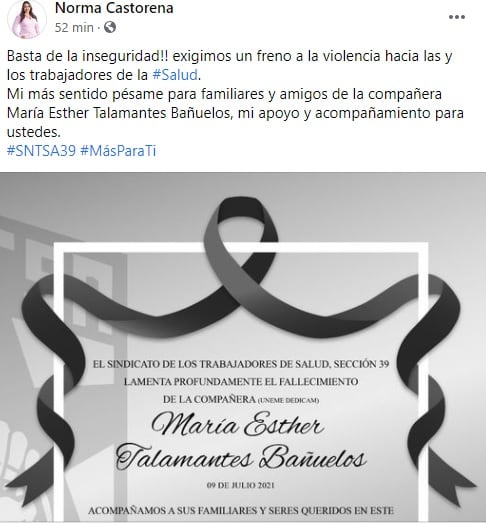 Lamentan muerte de la médica