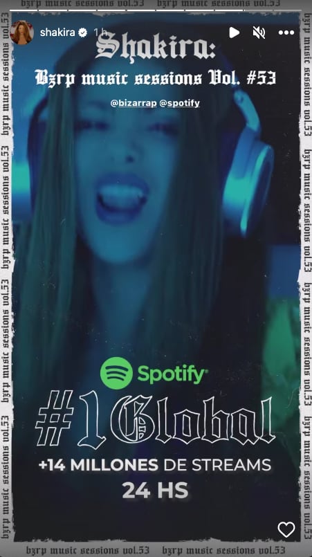 Shakira y su tiradera a Piqué con BZRP obtiene 14 millones de streams en Spotify