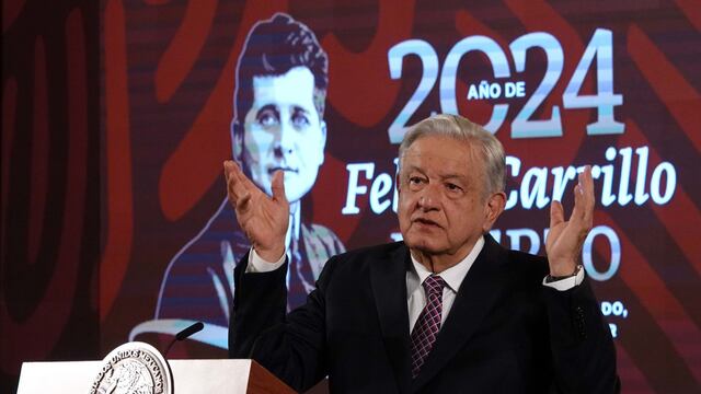 Andrés Manuel López Obrador, presidente de México, durante su conferencia mañanera en Palacio Nacional