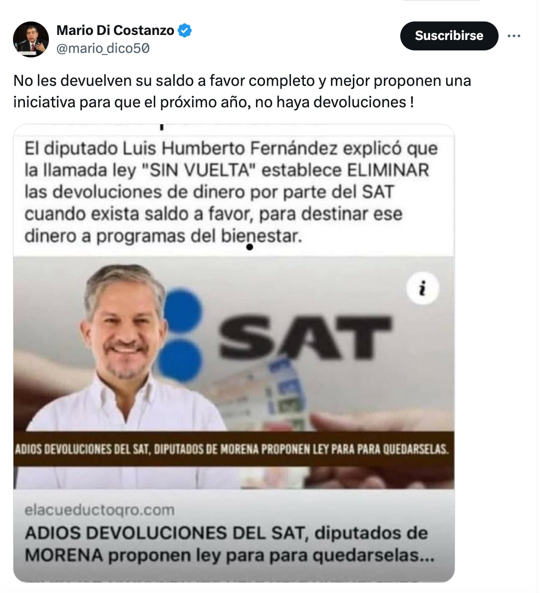 Acusan que Morena quiere quedarse con devoluciones del SAT
