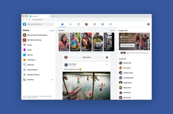 Nuevo diseño Facebook