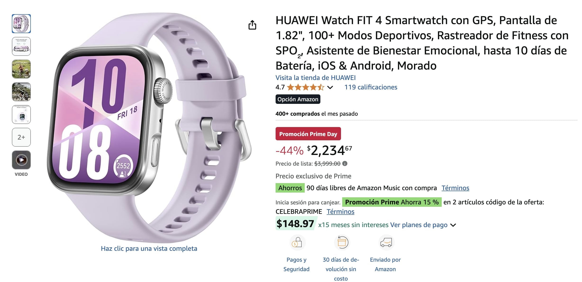 Smartwatch Watch FIT 4 de Huawei