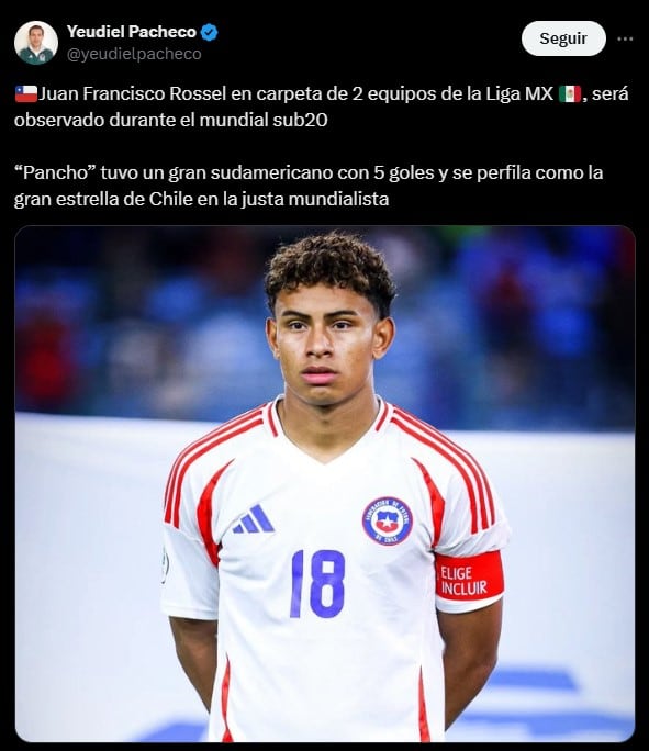 Juan Francisco Rossel podría llegar a la Liga MX