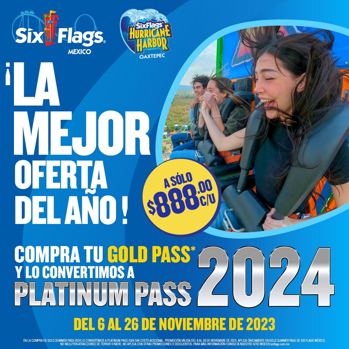 Promoción Six Flags México pase anual Gold 2024
