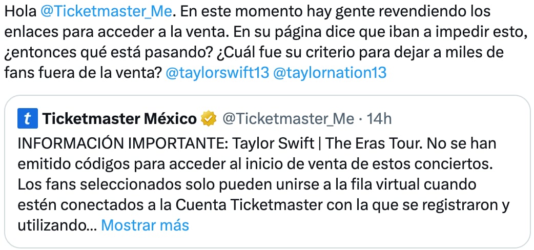 Fans de Taylor Swift en México exigen respuestas a Ticketmaster con memes