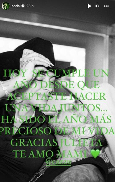 Christian Nodal dedica amoroso mensaje a Cazzu