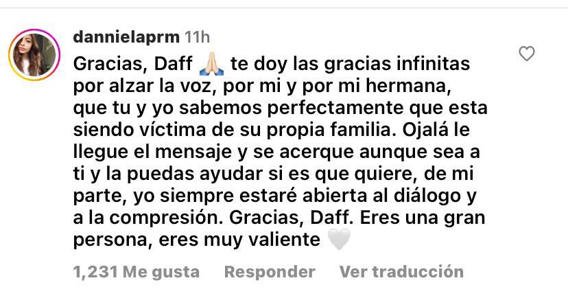 Daniela Parra reacciona al comunicado de Daffne Hoffman y le agradece sus sinceras palabras