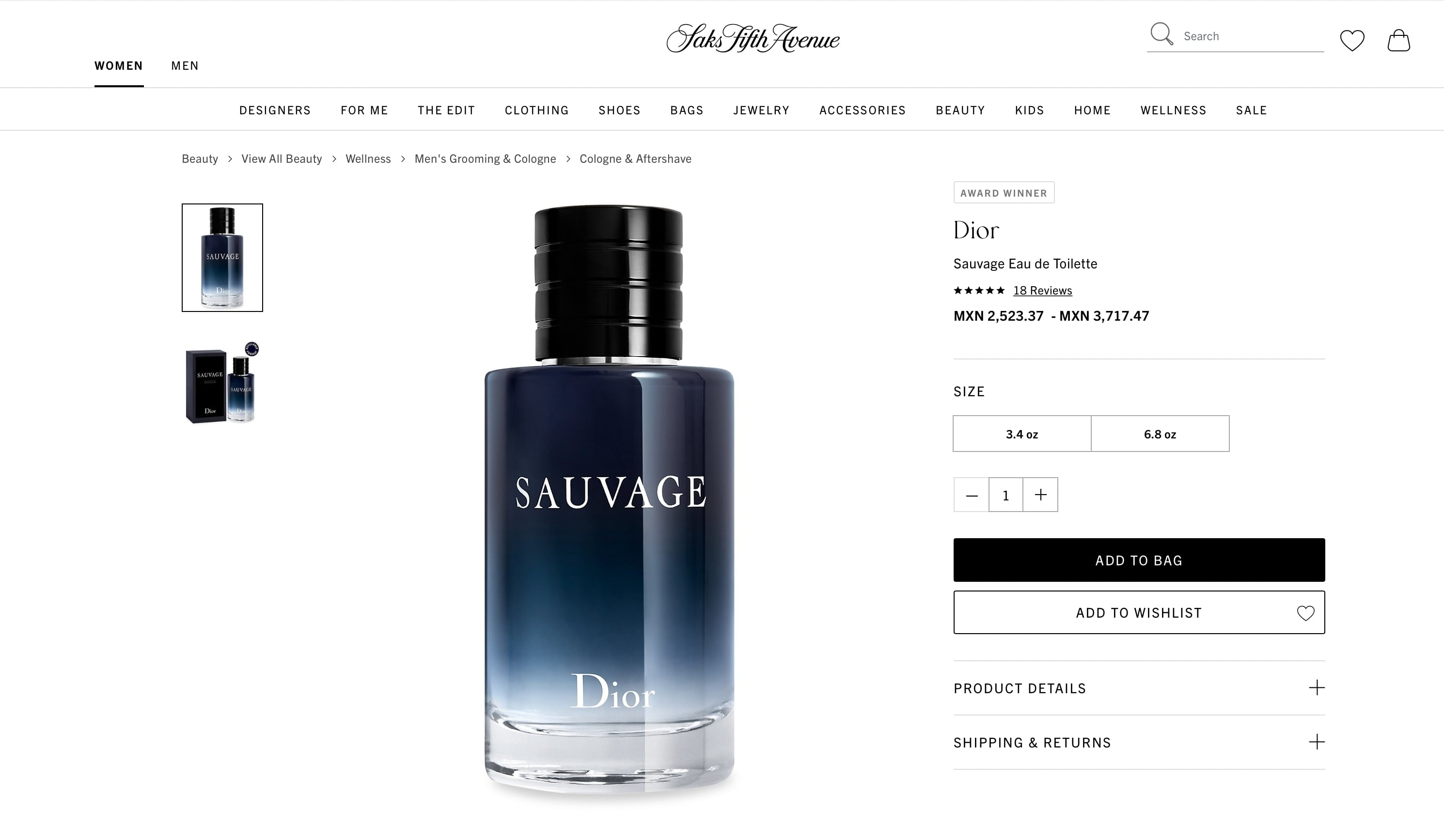 Esto cuesta el perfume que anuncia Johnny Depp, Sauvage de Dior