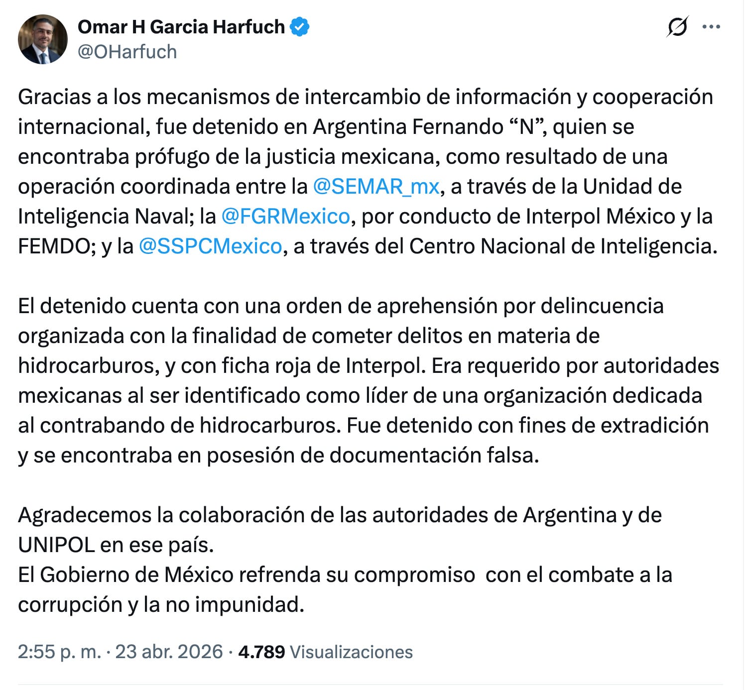 Fernando Farías Laguna fue detenido en Argentina